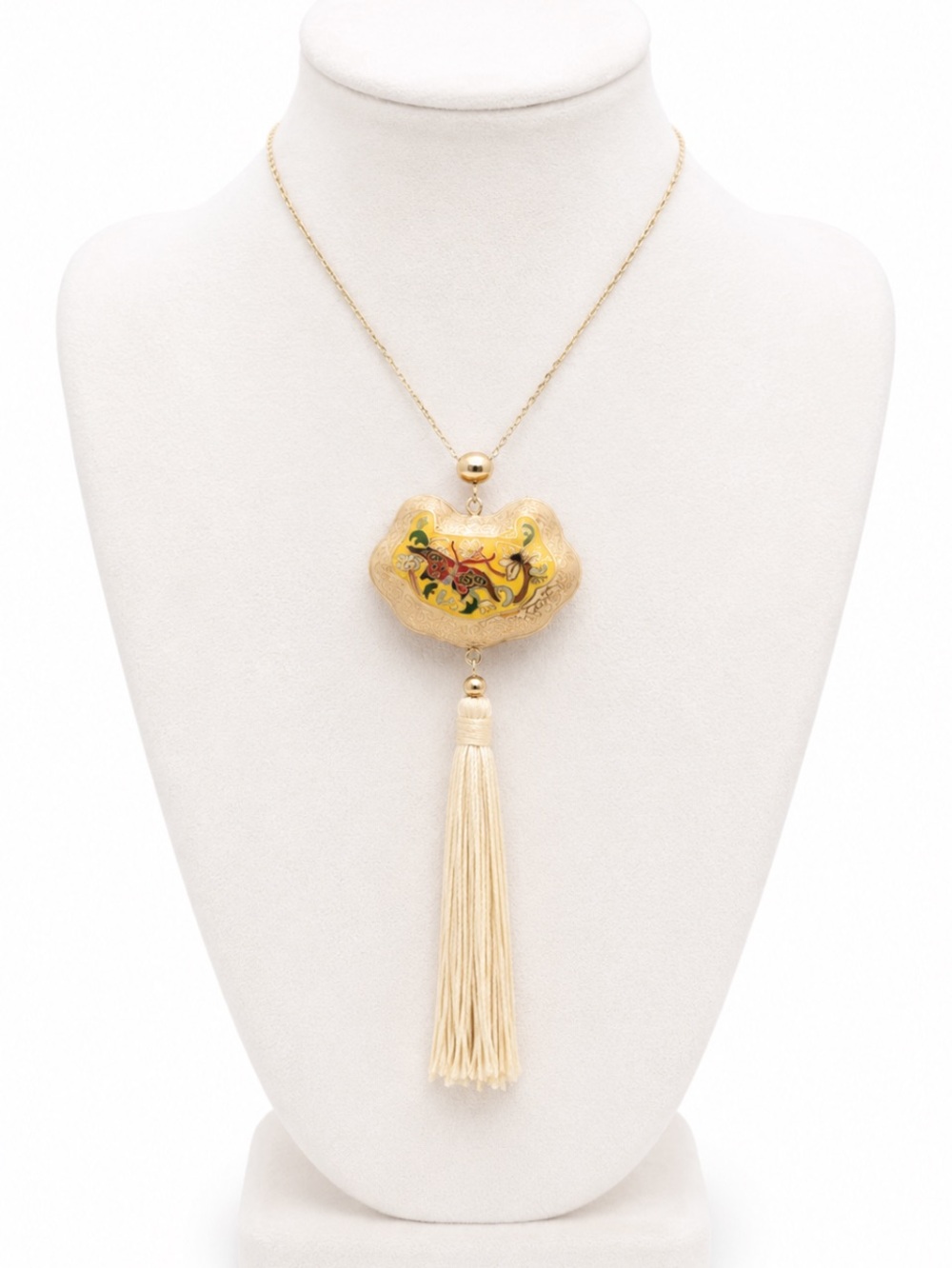 Cloisonné Butterfly (2 sided) Pendant Gold Tone Enamel Necklace “VTG”